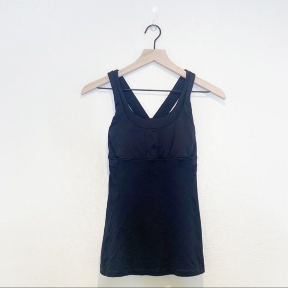 lululemon Black Stuff Your Bra Cross Back Mesh Detail Tank Top - Picture 3 of 9